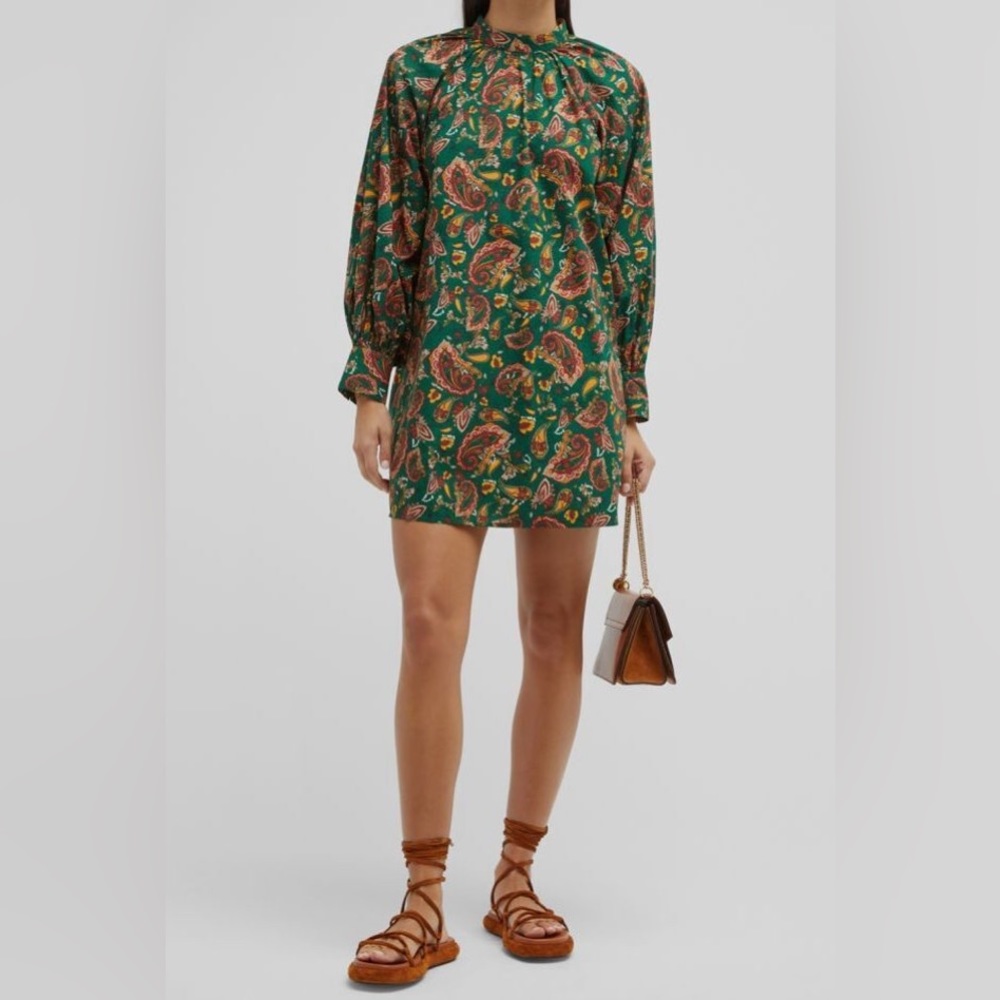 NEW CAROLINA K irina Boho Mini dress in paisley emerald cotton
